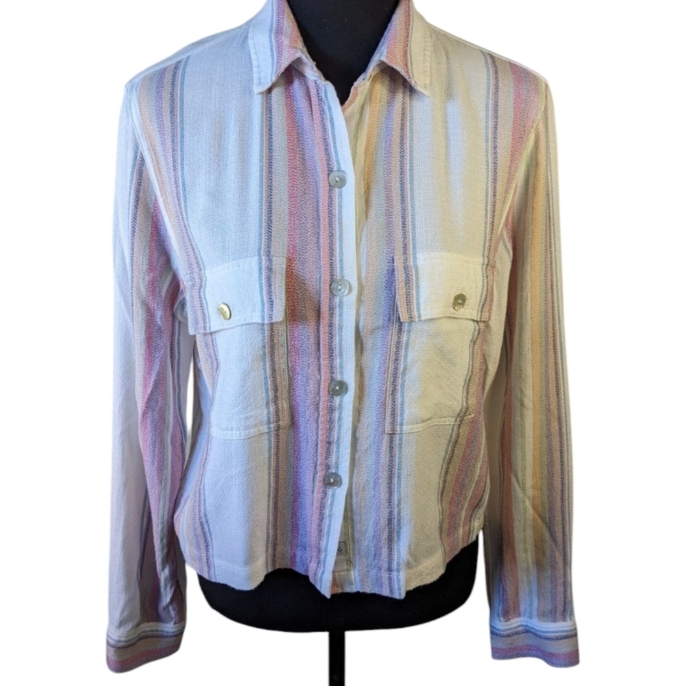 Rails Blouse Boxy Striped Metalic Thread Size XS - Picture 2 of 12